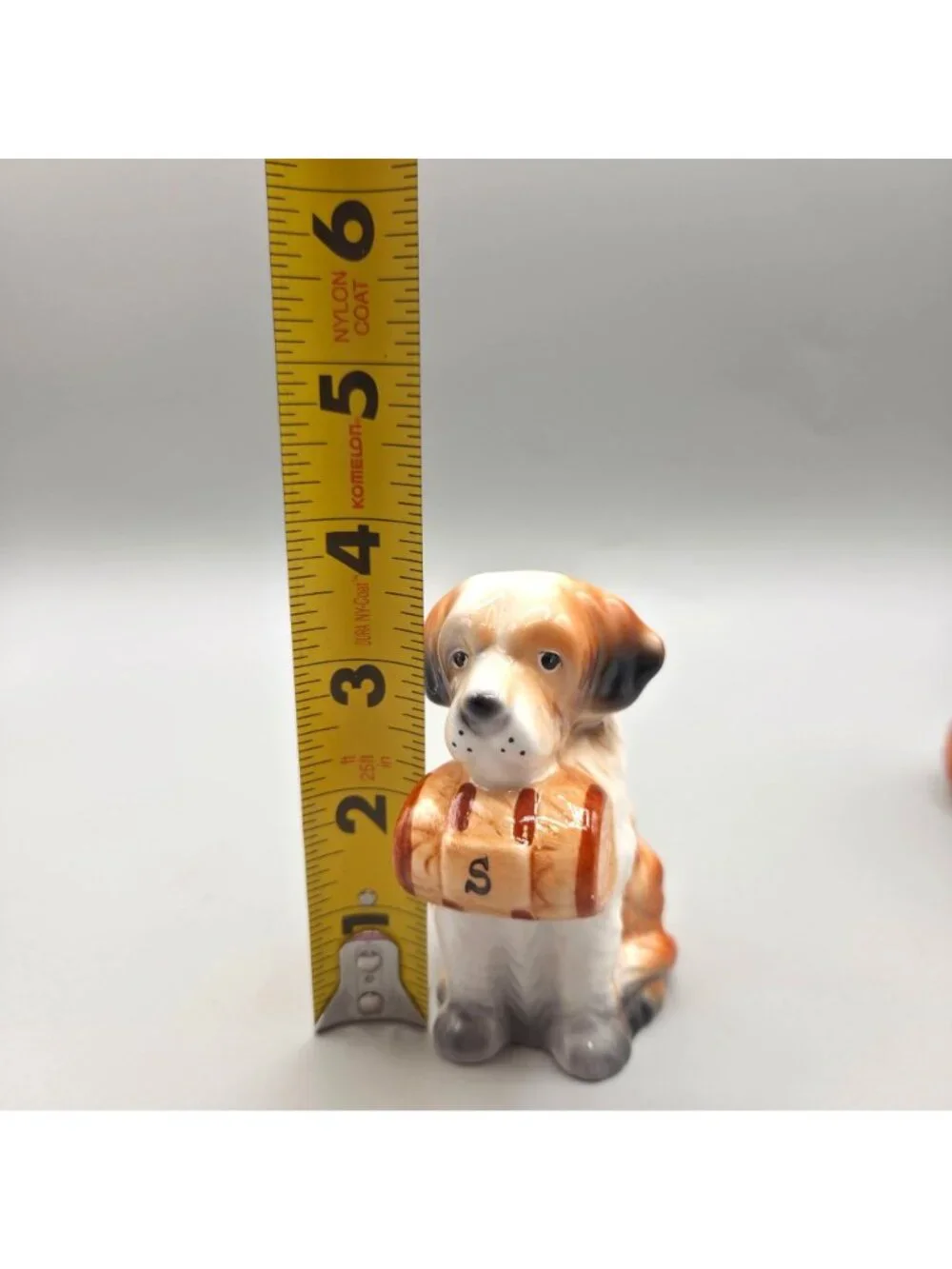 Vintage Norcrest St Bernard Dog Salt Pepper Shakers Ceramic Figural Korea 1970s